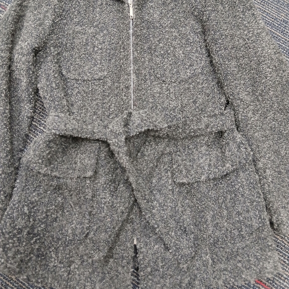 Vintage Mario De Pinto Gray Wool Tweed Pea Coat Medium - Picture 2 of 7